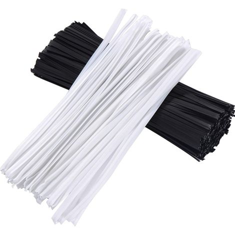 Paquete de 500 bridas de 12,7 cm (5 pulgadas) para jardinería, oficina y uso eléctrico, fabricadas en hierro galvanizado, blancas y negras. (1/4)