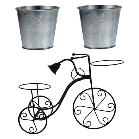 Support pour Pots de Fleurs en Fer Noir, Forme Vélo, Vintage (1/5)