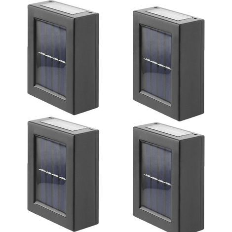Set of 4 LED solar wall lights, outdoor security lighting with up and down tilt, waterproof, for fence, garden or porch. - AquaForge (1/5)