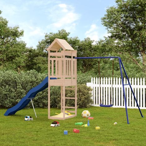 Aire de Jeux d'extérieur, Maison enfant exterieur, Maisonnette de jeu bois de pin massif LKOWF20336 (1/5)
