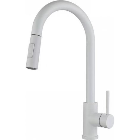 Grifo de cocina blanco, para agua fría y caliente, giratorio, de doble función, apto para vegetarianos, con diseño extraíble. 21050430 mm-XS3- (1/5)