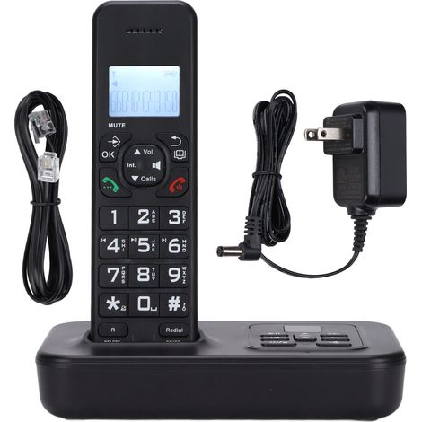 D1002BTAM Téléphone sans fil numérique mains libres, appel à faible rayonnement, haut-parleur pour bureau maison 100-240V (prise US) (1/5)