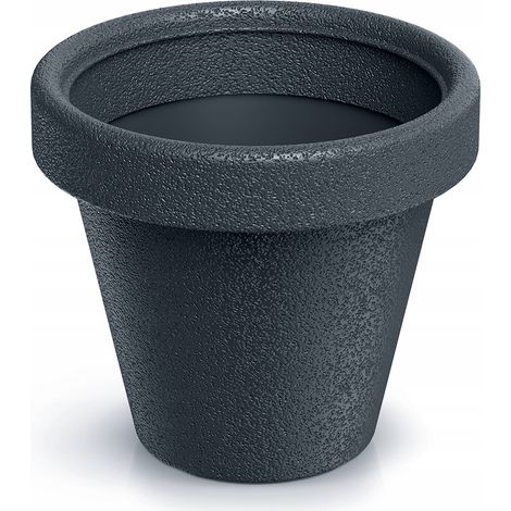 Vaso da fiori in plastica con coperchio rotondo, grigio antracite, 23,8 cm Origina