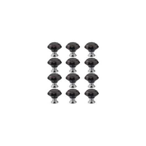 Lot de 12 poignées de meubles en cristal noir, boutons de porte et de tiroir de différentes tailles (30 mm), pour cuisine, bureau, chambre, armoires. Lefou STOL (1/5)