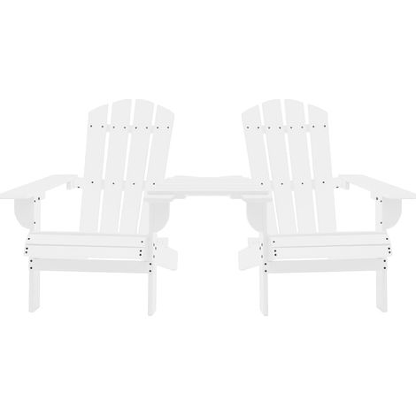 Chaises de jardin Adirondack avec table, Chaise de relaxation, Bois de sapin Blanc OIB1387E (1/5)