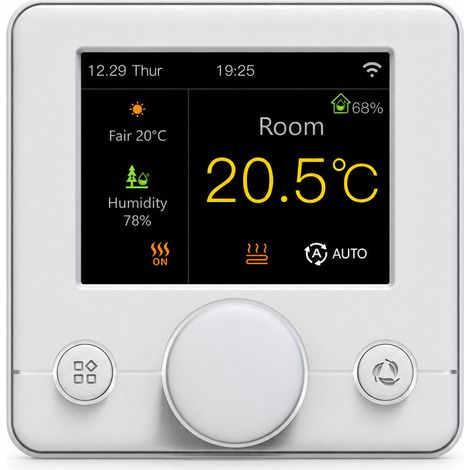 Thermostat intelligent Wi-Fi pour chaudière, écran couleur, contrôle via l’application Tuya, 3 A, blanc, R7C.723 (1/5)