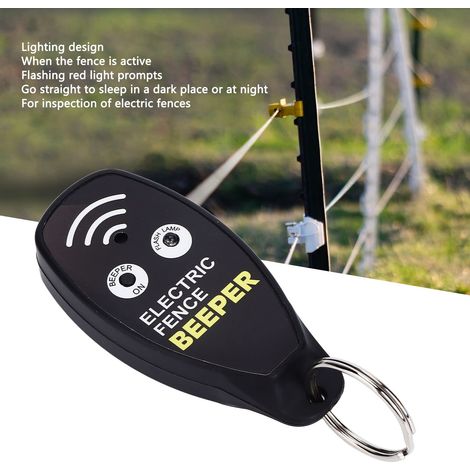 Tester di tensione per recinzioni elettriche, 8 x 3,5 x 1,5 cm, rilevatore portatile di guasti alle recinzioni, attrezzo da giardinaggio con luce rossa e portachiavi per allevamenti di bestiame (1/4)