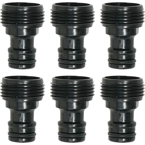 Dapetz ® 6X Tap Adaptor Male 3/4" Male Threaded Adaptor ABS Plastic Garden Water Tap Hose Pipe Connector Screw BSP Fitting Screw Type Accessory Connector (1/4)