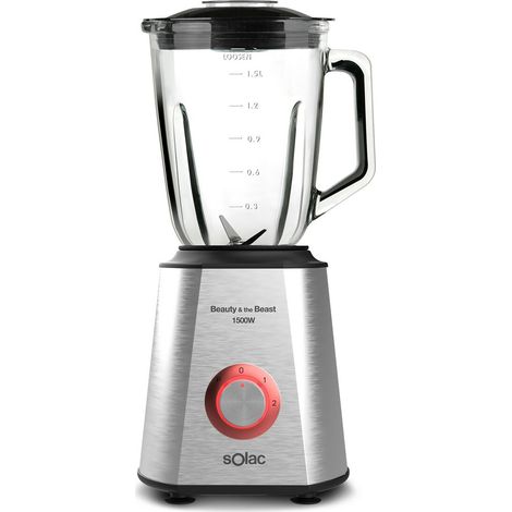 Solac BV5728 Die Schöne und das Biest 1500 - Glasmixer, 1500W, 6 Klingen aus rostfreiem Stahl, 2 Geschwindigkeiten + Turbo, Eiswürfelbereiter, 1,5L Messbecher aus Glas, Einfüllstutzen, Sicherheitssyst