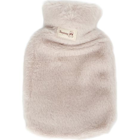 Bouillotte en peluche 1000ml, col large antidérapant, coussin chauffant doux avec housse lavable, idéale école bureau, café clair, couverture chaude réutilisable. (1/5)