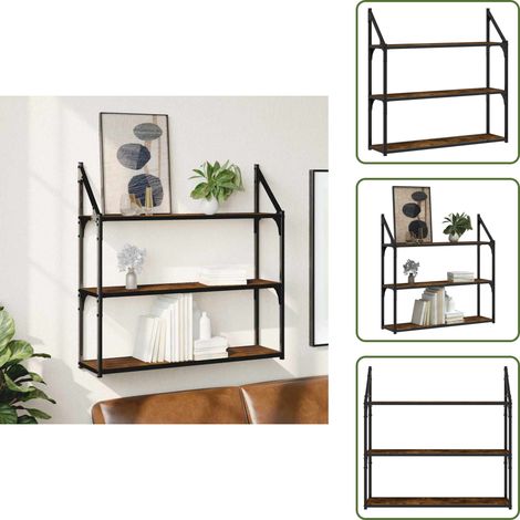 The Living Store Étagère murale 3 niveaux chêne fumé 80x21x78,5 cm - Rangement mural (1/5)