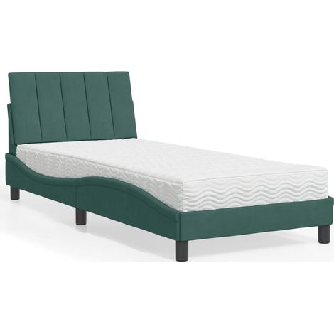 Cama con colchón Hanko terciopelo verde oscuro 80x200 cm vidaXL (1/5)