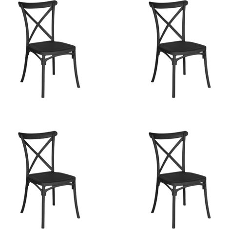 GLOUPIE Set 4 Sedie Da Interno Ed Esterno Frankie In Polipropilene Nero, Impilabile, L 47,5 x P 48 x H 88 Cm (1/5)