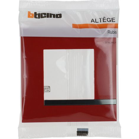 Bticino - Plaque Altège Déco 1 poste Rubis - Rouge brillant avec liseré effet aluminium (1/5)