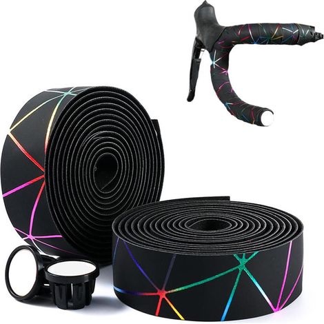 2 Pièces Bande de Guidon Vélo Antidérapante avec Lignes Colorées, Enveloppes de Poignée pour Cyclisme sur Route (1/5)
