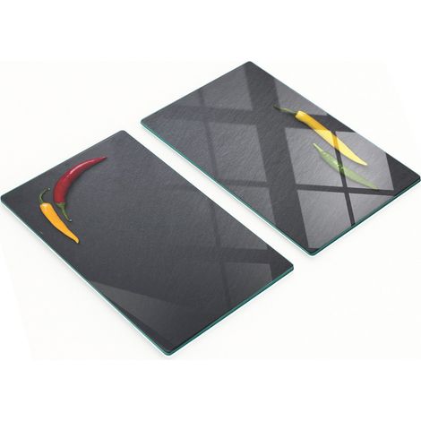 Tableros de vidrio duraderos y elegantes con dise帽o de piedra de chile, 2x30x52 cm.