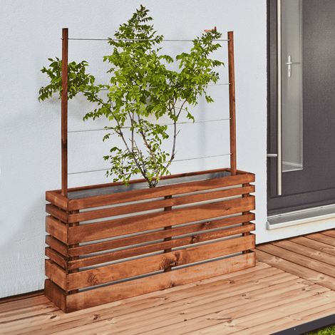 Bac à fleurs en bois avec treillis Lign Z - 100 x 30 x 130 cm