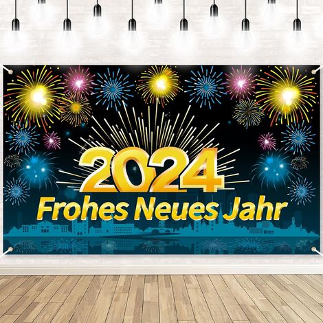 Fondo fotográfico de poliéster frohes neues jahr AÑO NUEVO 2024 185x110cm (1/5)