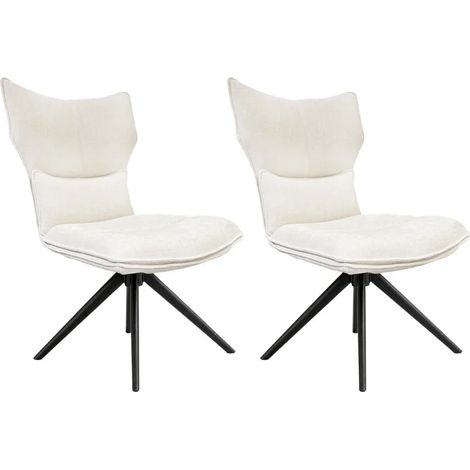 Lot 2 chaises rotatives 360° tissu beige rembourrage ergonomique - PHIL (1/5)
