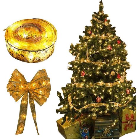 Guirlandes Lumineuses à Ruban Brillant 5M 50 LED Lumières de Noël à Piles Sapin de Noël Ruban Lumières de Ruban pour Nouvel An Fête Mariage Décorations de Noël Extérieur Intérieur La batterie (1/4)