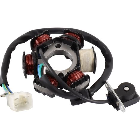 Bobine de Stator 6 Pôles pour Moto 50cc-125cc – avec Fil de Bougie – Système Semi-Onde – Pièce Universelle (1/3)