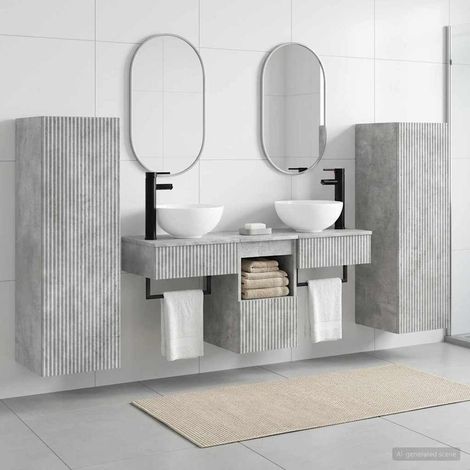 vidaXL Bathroom Furniture Set 5 pcs Concrete Grey 33 x 34.5 x 100 cm (1/5)