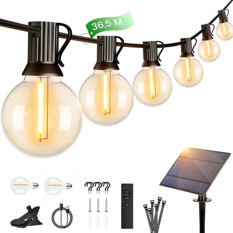 Guirlande LED Extérieure 33m/110FT, 52 Ampoules G40 (2 de Rechange) 2200K Blanc Chaud, IP65 Etanche Extensible, Classe Énergétique F, UKCA/CE, pour Terrasse Jardin Fêtes Mariages (1/5)