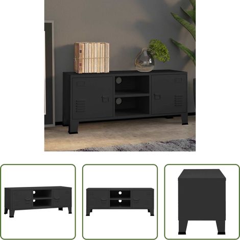vidaXL Meuble TV industriel Noir 105x35x42 cm Métal (1/5)
