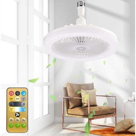 ROSNEK 817790001 Ventilateur de plafond ampoule E27 avec lumière LED dimmable 25 cm, 3 couleurs, blanc (1/5)
