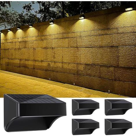 Lot de 4 lampes solaires pour jardin - Avec lumière blanche chaude et RVB changeante de couleur - Étanche IP65 - Pour décoration de jardin, extérieur, mur, escaliers, balcon (1/5)