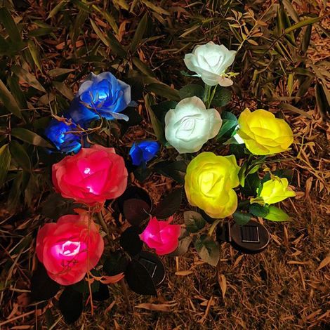 Lampes solaires d'extérieur, lot de 4 lampes roses solaires multicolores (1/2)