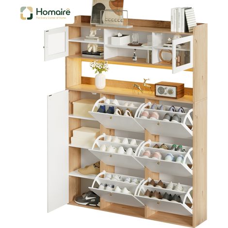 Flur- Garderobenschrank weiß aus Polyester 130 x 25 x 180 cm HOMAIRE (1/5)