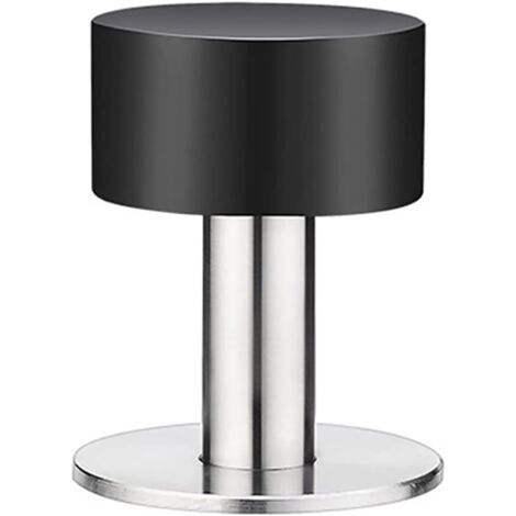 1 butée de porte autocollante de 60 mm avec caoutchouc noir et corps en acier inoxydable, sans perçage et anti-bruit (1/4)