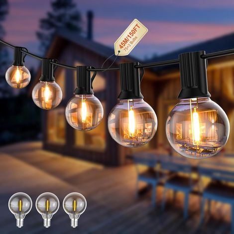 Guirlande Lumineuse Exterieur G40 60M LED Guirlande Lumineuse Exterieur Interieur, Electrique avec Prise 100 Ampoules Incassables, Network Exterieur Eclairage pour Terrasse, Cour, Balcon (1/5)