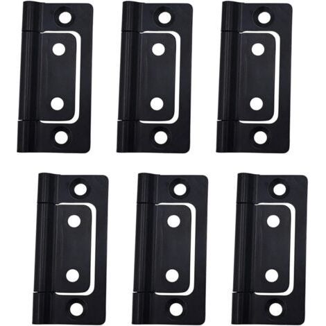 Folding hinges 51 x 25 mm, 6 pieces, for recessed doors, silent, black, for doors, windows and cabinets (1/5)
