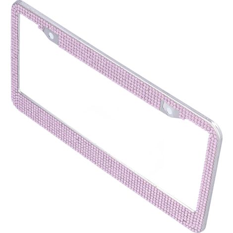 Cadre de plaque d'immatriculation rose à paillettes, décoration extérieure de voiture, cadeau d'anniversaire pour femme. (1/5)