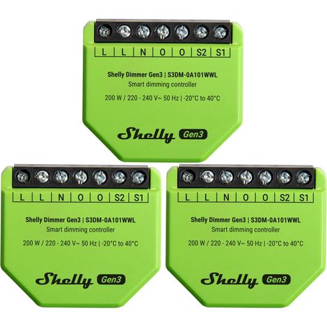 Shelly Dimmer Gen3 Dimmer Smart Wi-Fi per Illuminazione, Regolazione Intelligente della Luminosità, Controllo da App, Compatibile Alexa e Google Home, Automazione Smart Home