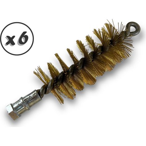 Lot de 6 Brosses à tube PRO LAITON Ø 45 mm Raccord M12175 femelle Ame en acier torsadé Nettoyage brossage tube et canalisation Kibros 41SCL45x6