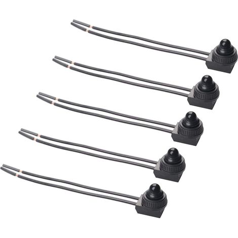 Cinq interrupteurs à bouton-poussoir autobloquants 12 V, interrupteurs à bouton-poussoir câblés étanches, adaptés aux motos/voitures.