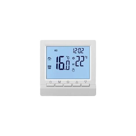 Smart wall thermostat with LCD screen for underfloor heating - White backlight (1/5)