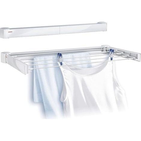 Séchoir mural, sèche Linge dépliable avec 5 Barres de 60 cm, étendoir à linge robuste pour intérieur et extérieur, longueur d'étendage de 3 mètres