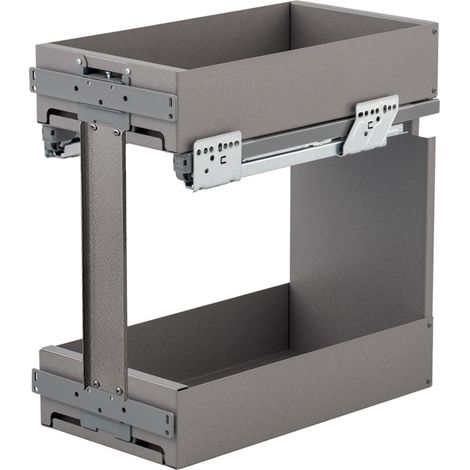 Coulissant bas 2 étagères + bouteilles anthracite - Modèle : Lamina - Largeur : 264 mm - Matériau : Tôle - Pour caisson de largeur : 300 mm - Version : Pleine - Hauteur : 489 mm - VIBO