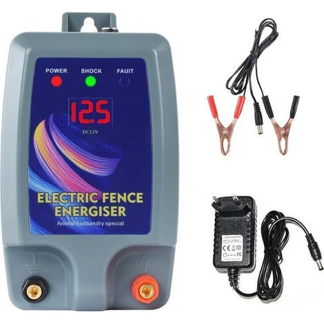 Électrificateur de clôture électrique, Kit de clôture électrique, clôture électrique pour bétail, 2 modes d'alimentation pour élevage (1/4)