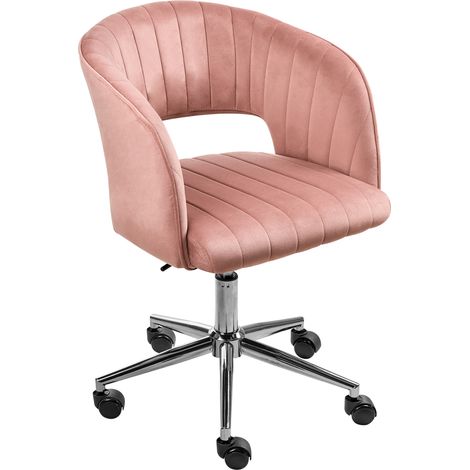 Silla de oficina de terciopelo azul claro negro plateado giratoria ajustable acolchado Katonah (1/5)
