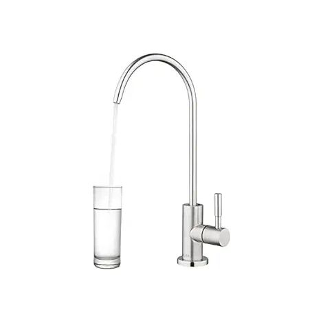 Robinet d’évier en acier inoxydable pour eau froide, col haut avec rotation 360°, mélangeur monotrou pour cuisine, évier, buanderie, atelier et installation domestique (1/3)