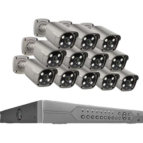 Sistema de cámaras de videovigilancia, 16 canales, audio bidireccional, 16 canales, 12 cámaras de 5 MP, ninguna (1/2)