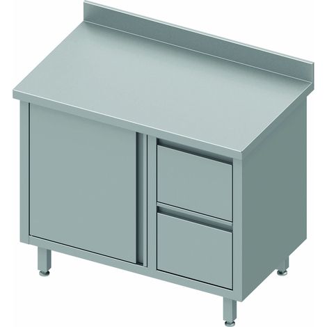 Meuble Bas Cuisine Inox - 1 Porte & 2 Tiroirs - Gamme 800 - Stalgast
