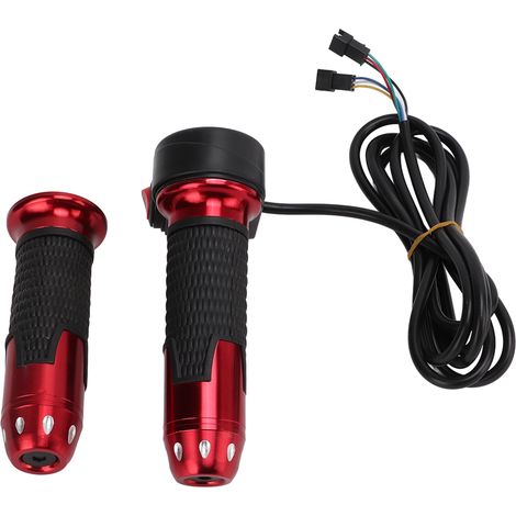 Poignée d'accélérateur torsadée pour guidon de véhicule électrique, 1 paire, 12V-99V, sans affichage trois vitesses, rouge (1/5)