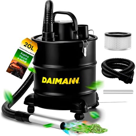 Aspirateur à cendres de 20 litres pour solides et liquides avec filtre HEPA et roues 900 W (1/5)