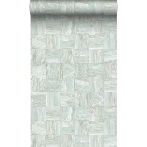 papier peint morceaux carrés de déchets de bois vert grisé clair - Origin Wallcoverings (1/5)